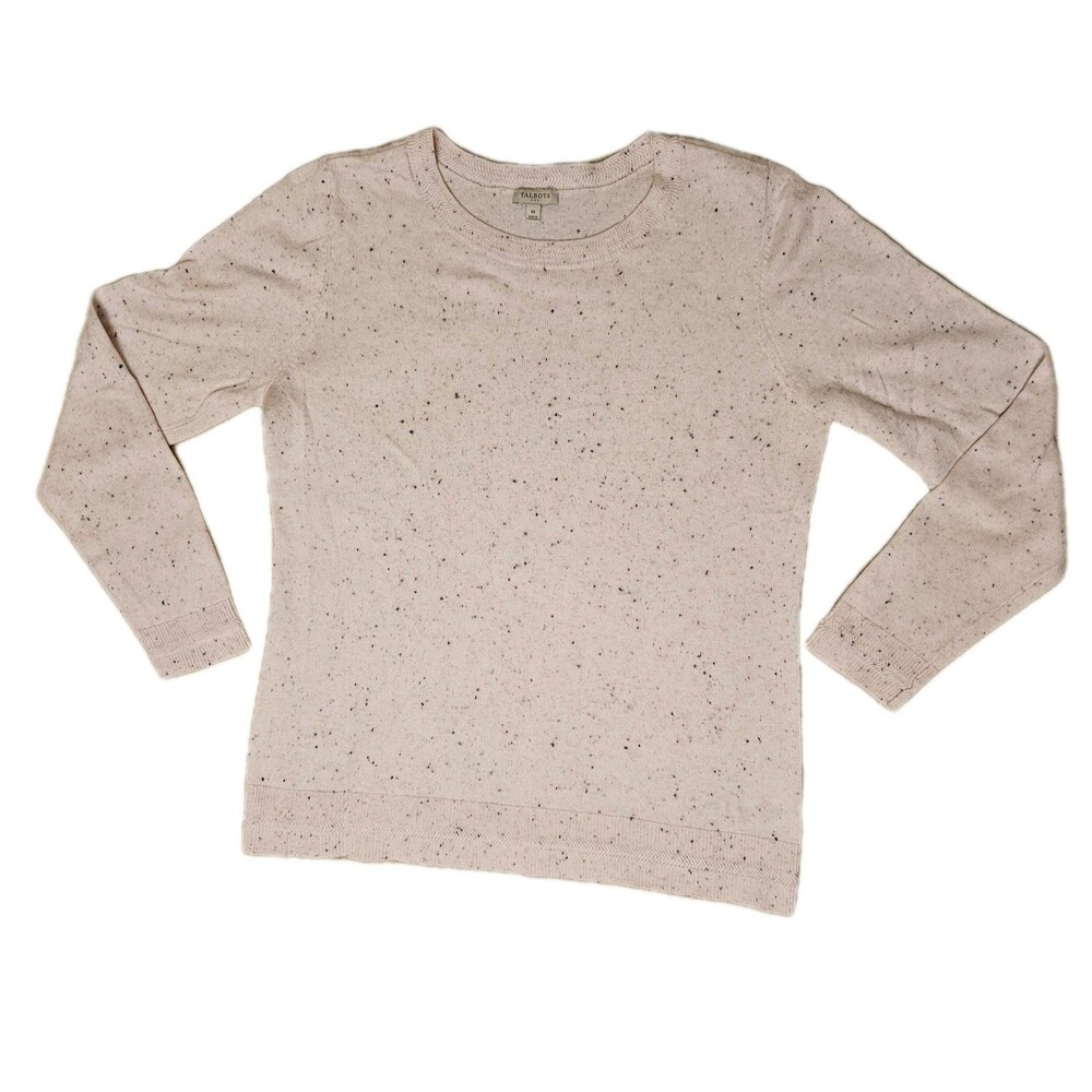 Talbots Women's Pink Confetti Long Sleeve Round Neck Pullover Top Size Medium